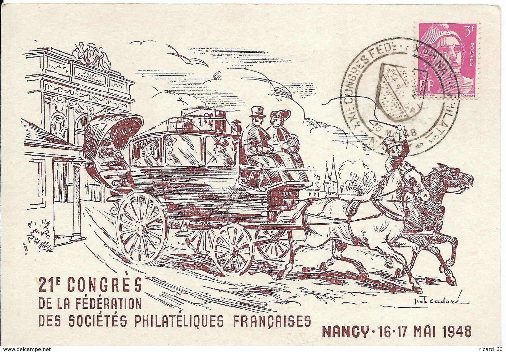 Fdc France, N°806  Yt, Exposition Philatélique Nationale Nancy 1948,marianne, Malle-poste - ....-1949