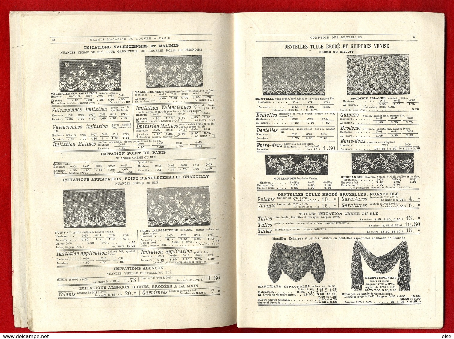 CATALOGUE  GRANDS MAGASINS DU LOUVRE PARIS  -  LINGERIE DENTELLES CORSETS ETC ...   -  143  PAGES - Littérature