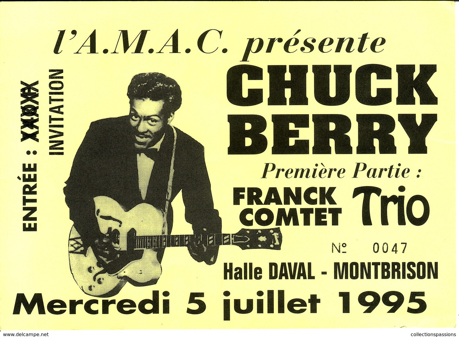 - Ticket De Concert - Chuck Berry - Halle Daval. Montbrison. 1995 - - Concert Tickets
