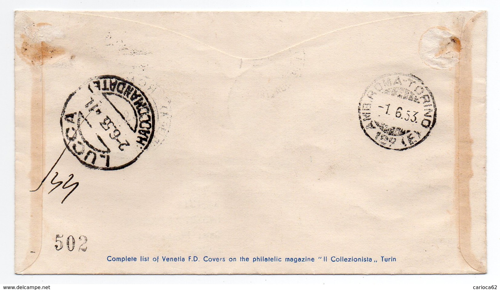 1953 - FDC " C O R E L L I " VIAGGIATA VENETIA  VEDI++++ - FDC