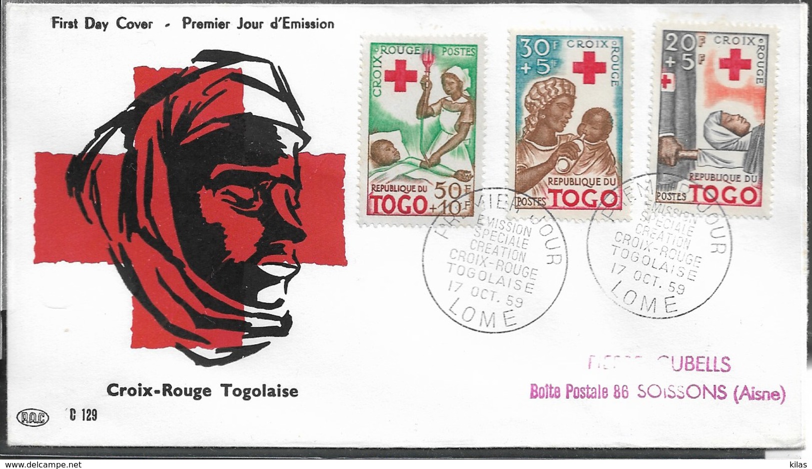 TOGO 1959 RED CROSS FDC - Croix-Rouge