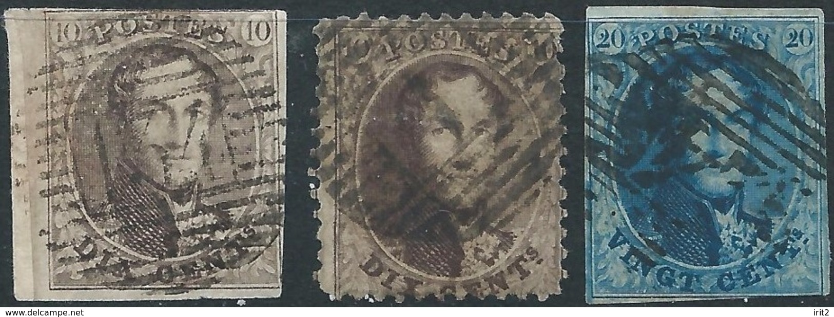 BELGIO  BELGIUM  BELGIE BELGIQUE 1849/1865 KING LEOPOLD 10+10+20C USED - 1849-1865 Medaillen (Sonstige)