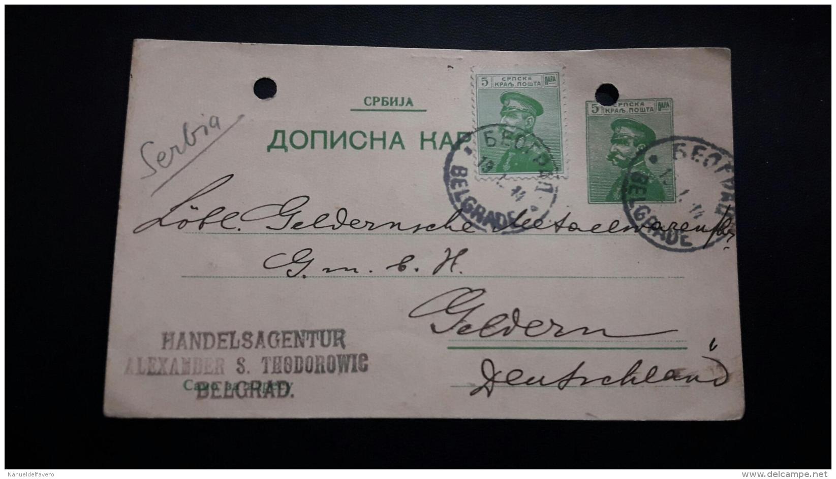 La Serbie Un Entier Postal Renforcé Circulé à Alemania - Serbia