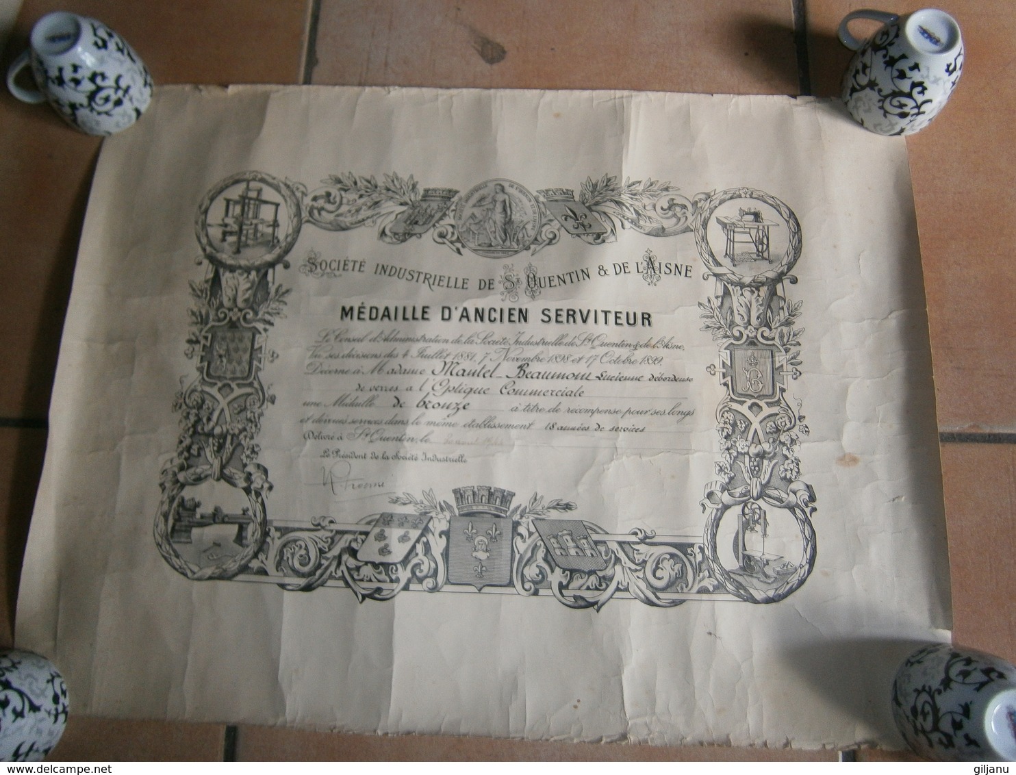 ANCIEN CERTIFICAT MEDAILLE D ANCIEN SERVITEUR 04/1944 - Diploma's En Schoolrapporten