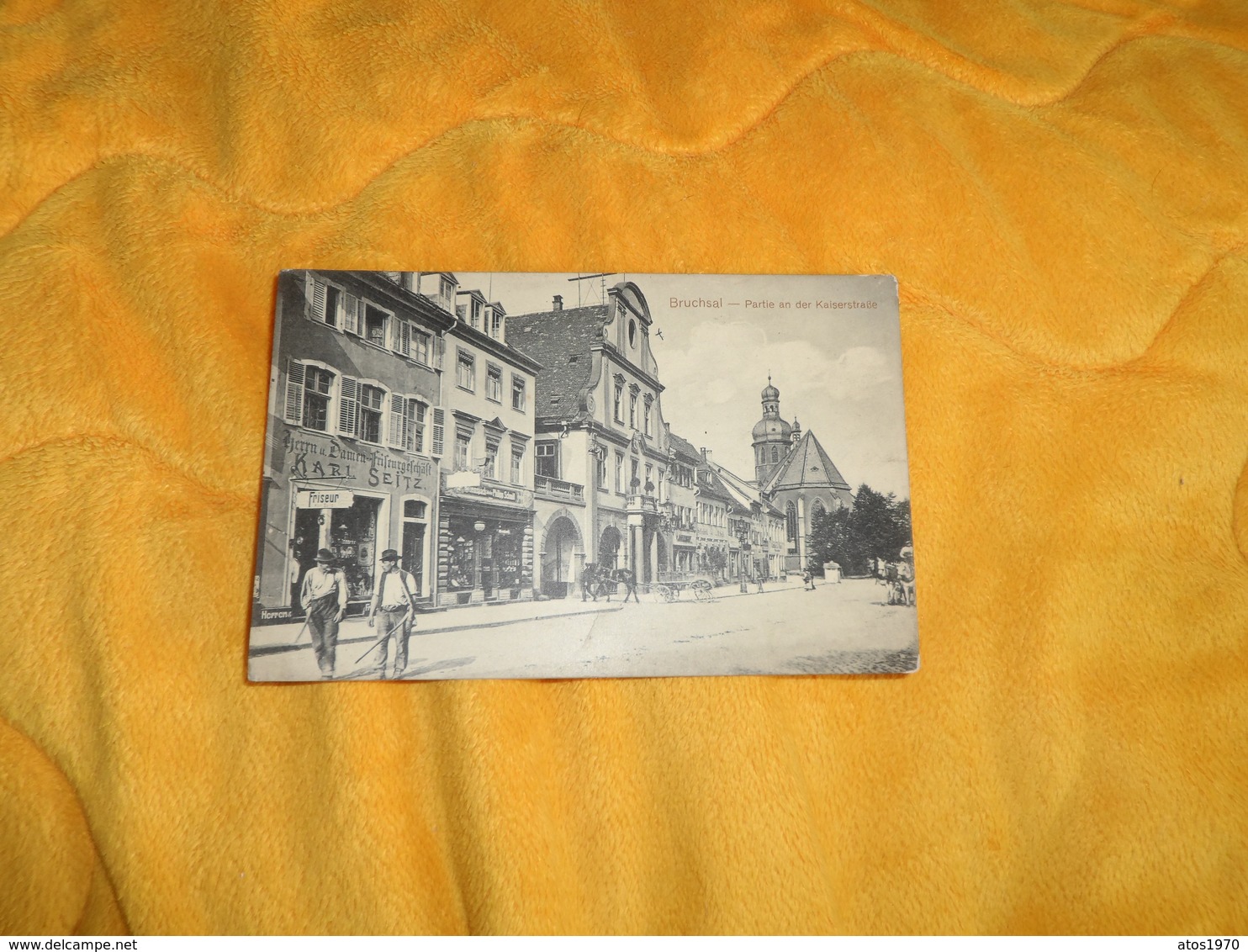 CARTE POSTALE ANCIENNE CIRCULEE DE 1912. / BRUCHSAL.- PARTIE AN DER KAISERSTRABE. / CACHET + TIMBRE. - Bruchsal