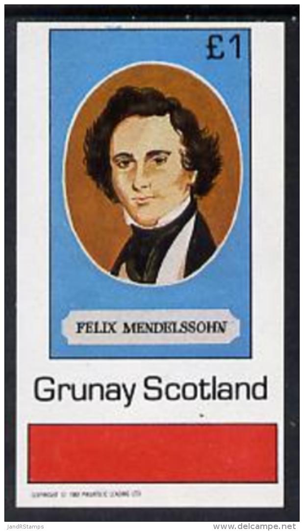 4425 (music) Grunay 1982 Composers (Mendelssohn) Imperf Souvenir Sheet (1 Value) Unmounted Mint - Music