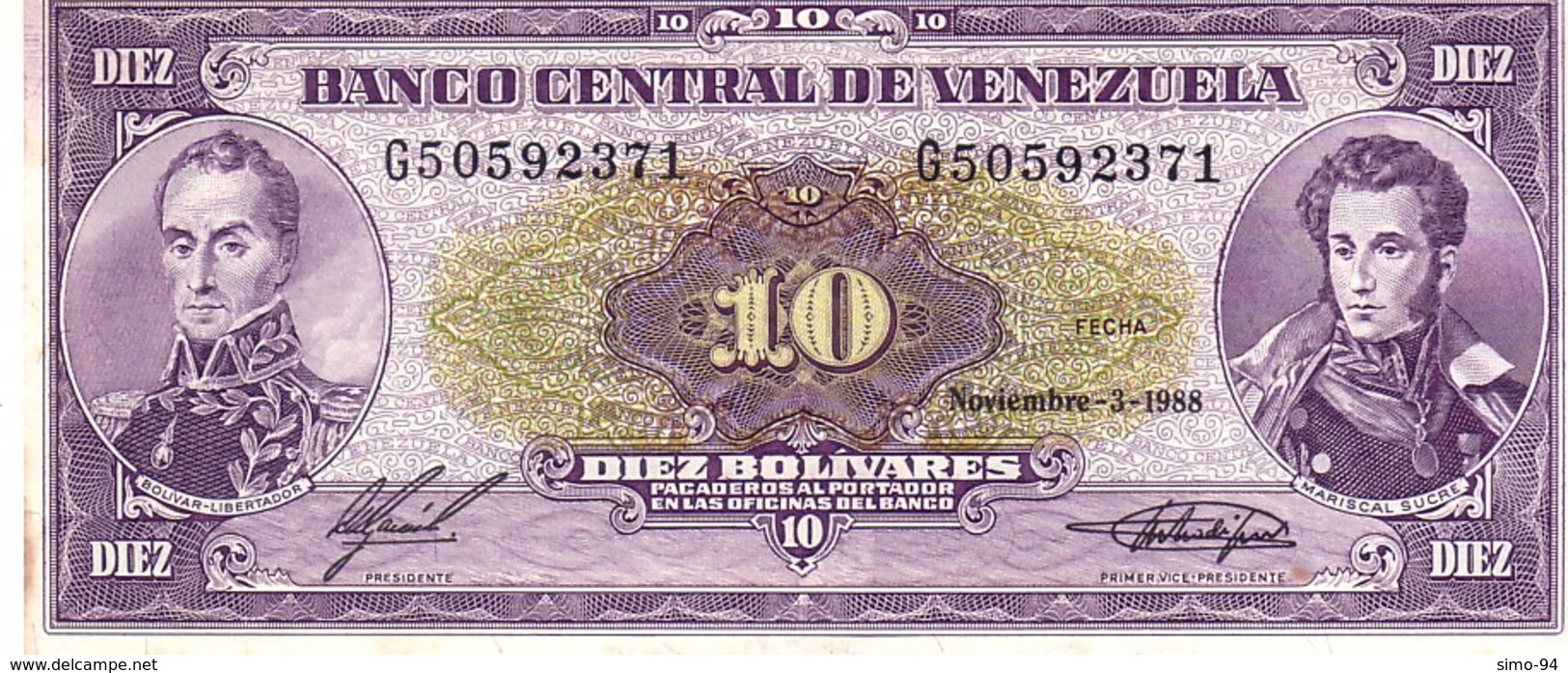 Venezuela P.62  10  Bolivares 1988 Unc - Venezuela