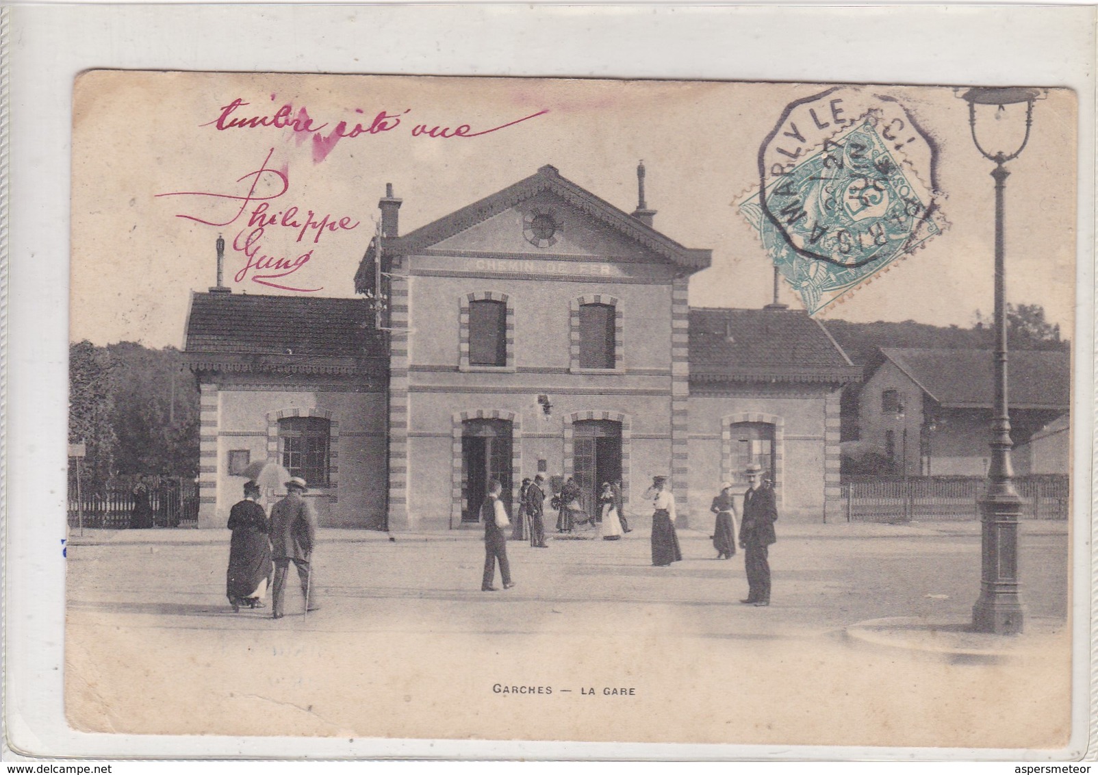 GARCHES. LA GARE. PHOTOTYPE A BERGER FRERES. CIRCULEE URUGUAY. FRANCE-BLEUP - Garches