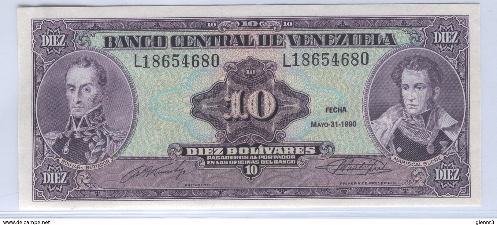 VENEZUELA 61b  1990 10 Bolivares UNC - Venezuela