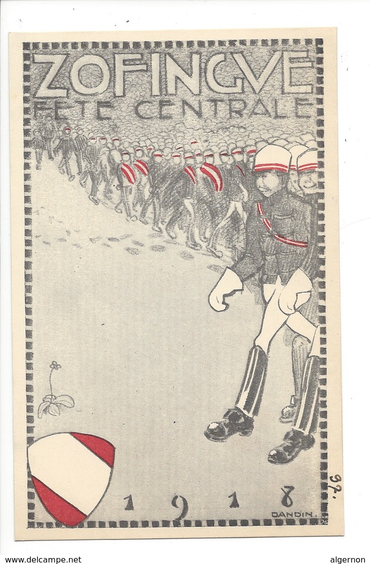 19809 - Carte Etudiant Zofingue Fête Centrale 1918 Par Dandin - Zofingue