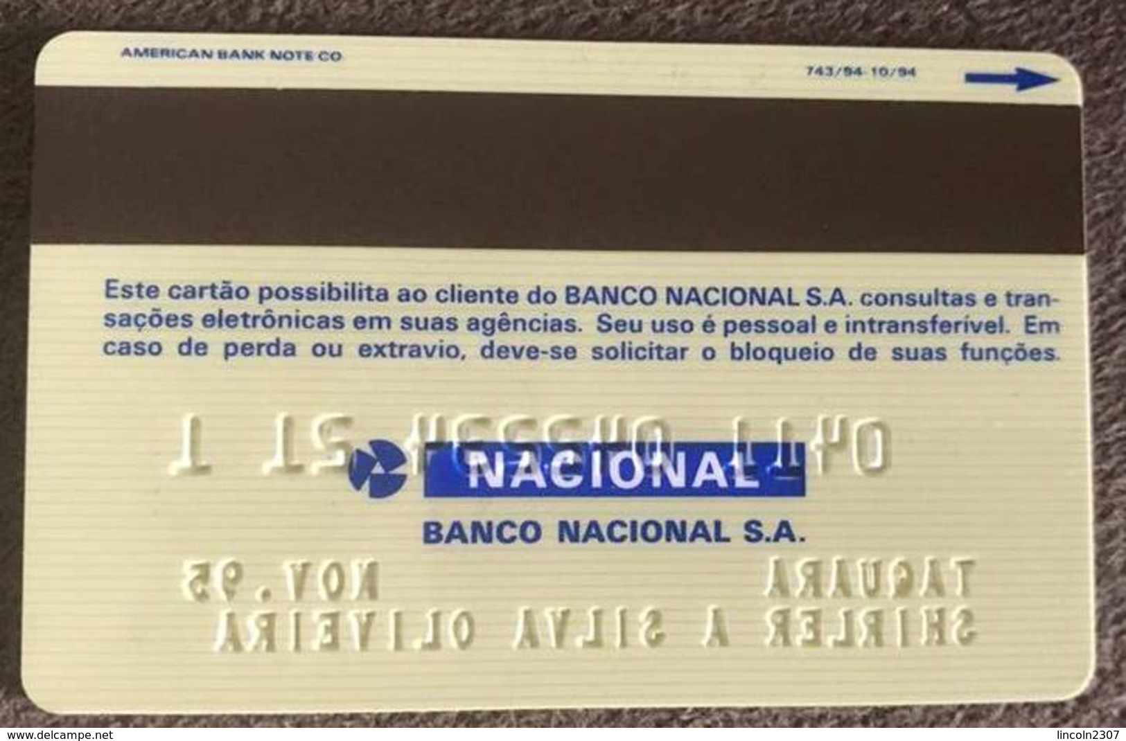 LSJP BRAZIL BANK CARD NACIONAL 1995 THIS BANK DOES NOT EXIST MORE - Cartes De Crédit (expiration Min. 10 Ans)
