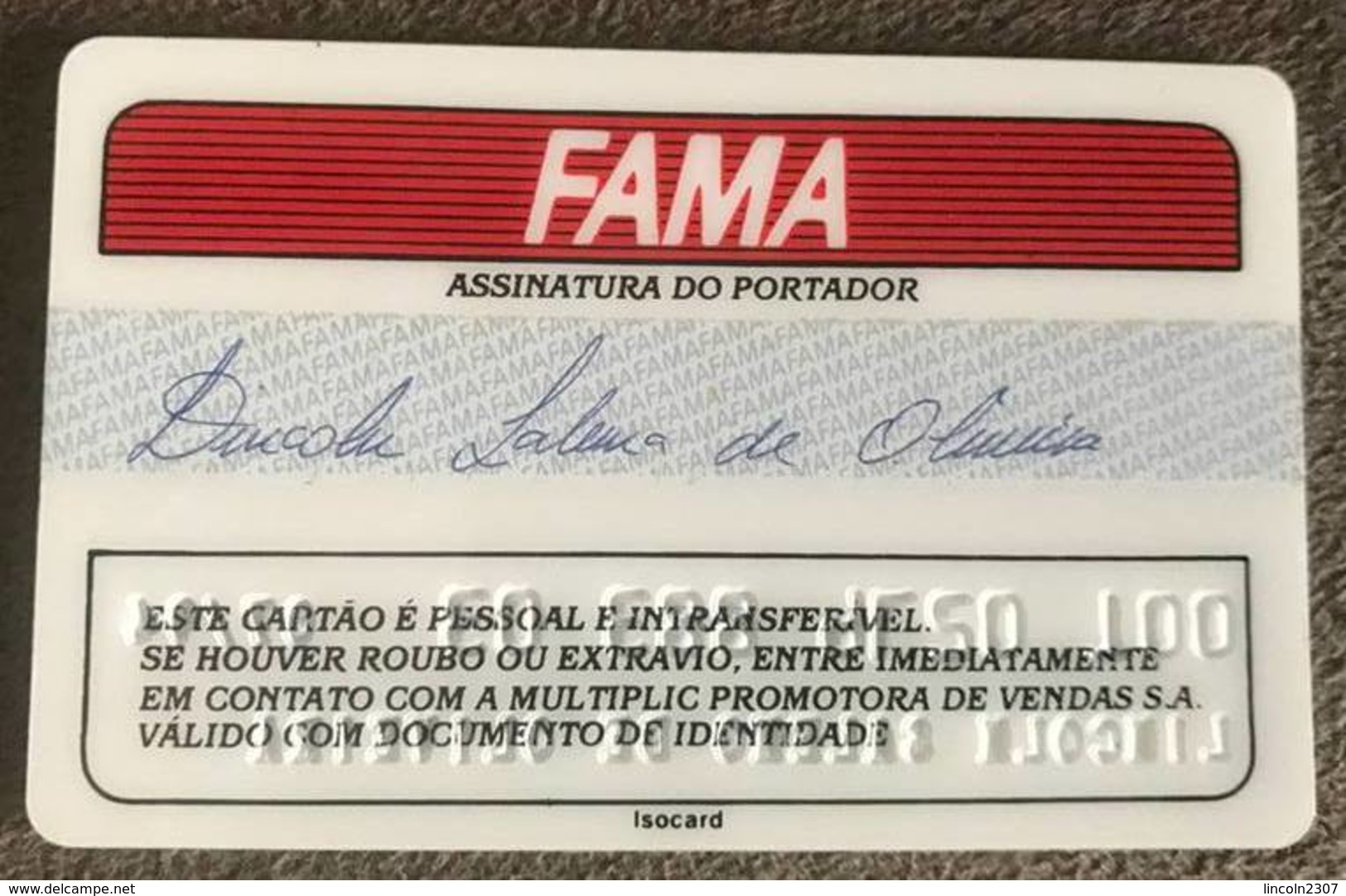 LSJP BRAZIL FAMA SHOP CREDIT CARD - 1994 - Tarjetas De Crédito (caducidad Min 10 Años)