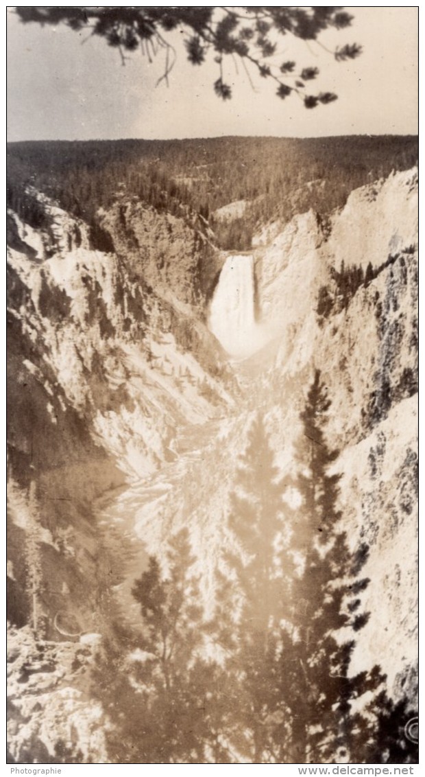 USA Wyoming Yellowstone Falls Cascades Ancienne Carte Photo Haynes 1940 ? - Yellowstone