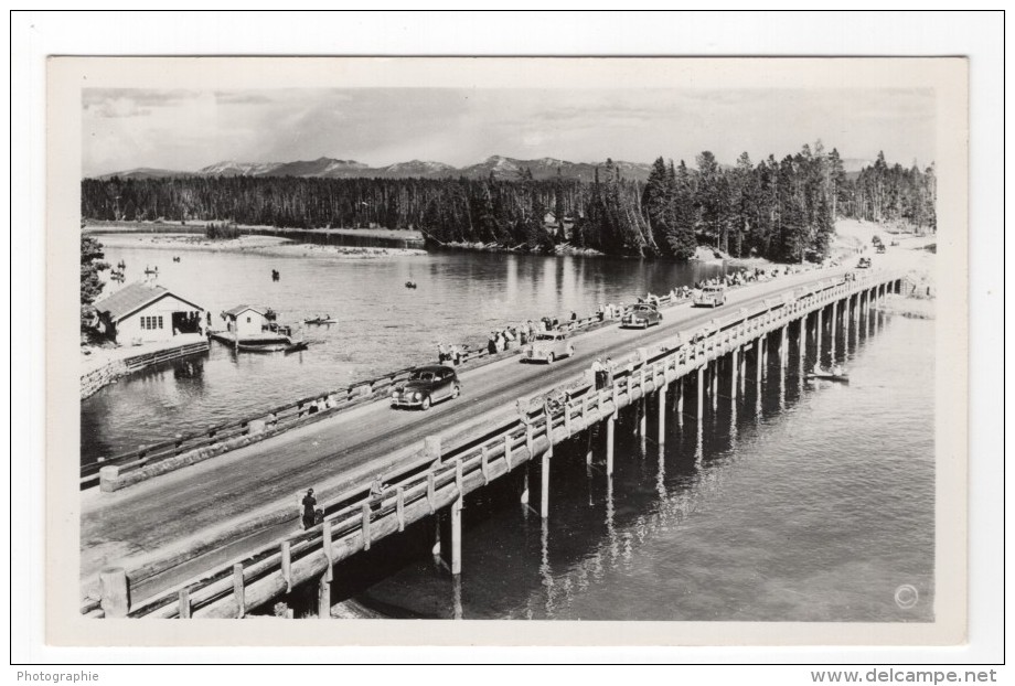 USA Wyoming Yellowstone River Pont Des Pecheurs Ancienne Carte Photo Haynes 1940 - Yellowstone