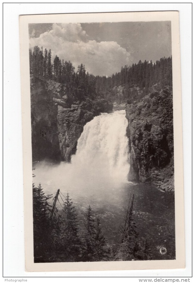 USA Wyoming Yellowstone Upper Falls Cascades Ancienne Carte Photo Haynes 1940 ? - Yellowstone