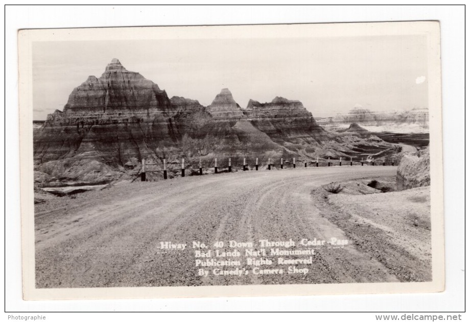 South Dakota Badlands National Park Cedar Pass Carte Photo Canedy's Camera Shop 1940 - Other & Unclassified