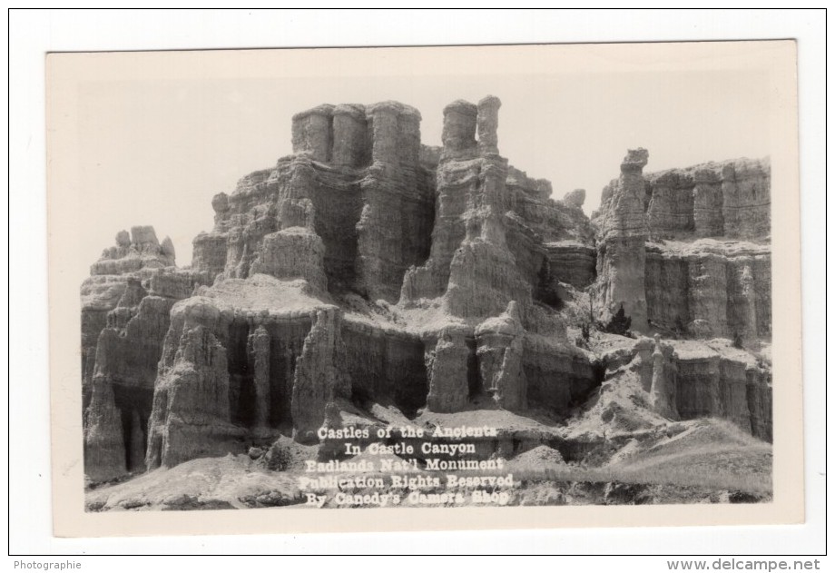 South Dakota Badlands National Park Castle Trail Carte Photo Canedy's Camera Shop 1940 - Autres & Non Classés