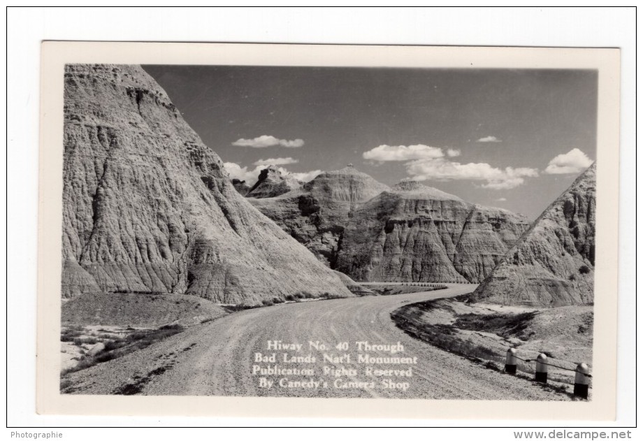 South Dakota Badlands National Park Highway 40 Carte Photo Canedy's Camera Shop 1940 - Autres & Non Classés