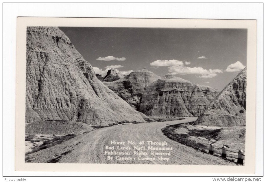 South Dakota Badlands National Park Highway 40 Carte Photo Canedy's Camera Shop 1940 - Other & Unclassified