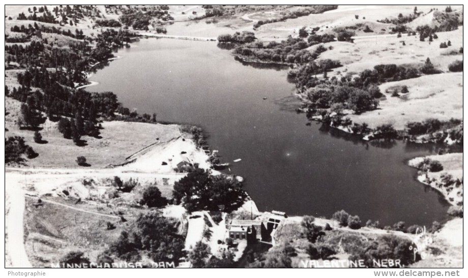 Nebraska Valentine Lake Minnechaduza Dam Barrage Ancienne Carte Photo 1940 - Autres & Non Classés