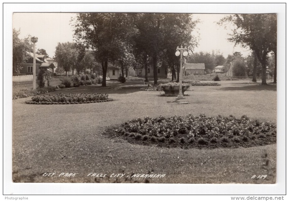 Nebraska Falls City Jardin Public Ancienne Carte Photo LL Cook EKC 1940 - Autres & Non Classés