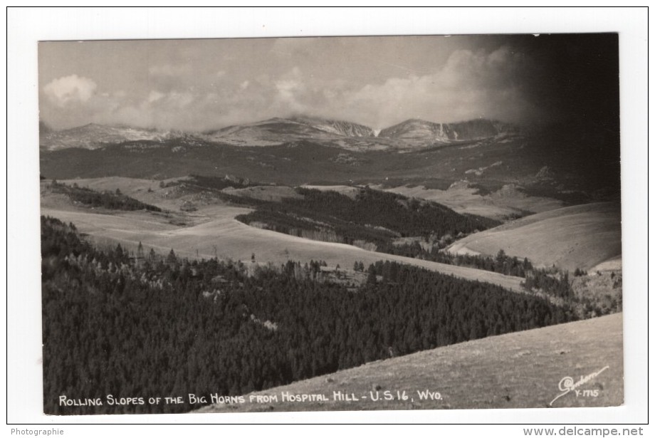 Wyoming Big Horn Depuis Hospital Hill Collines Ancienne Carte Photo Sanborn 1940 - Autres & Non Classés