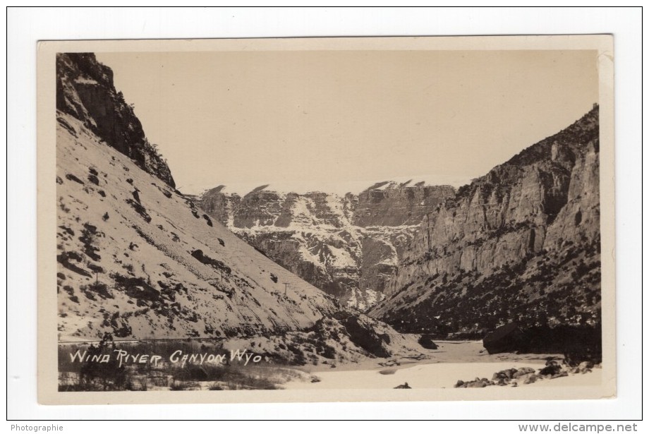 Wyoming Wind River Canyon Ancienne Carte Photo AZO 1920's - Other & Unclassified
