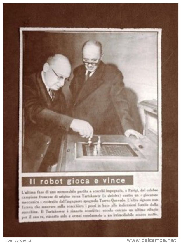 Parigi Nel 1956 Scacchi Tartakower Perde Vs Robot Dell'Ing. Torres Quevedo - Autres & Non Classés