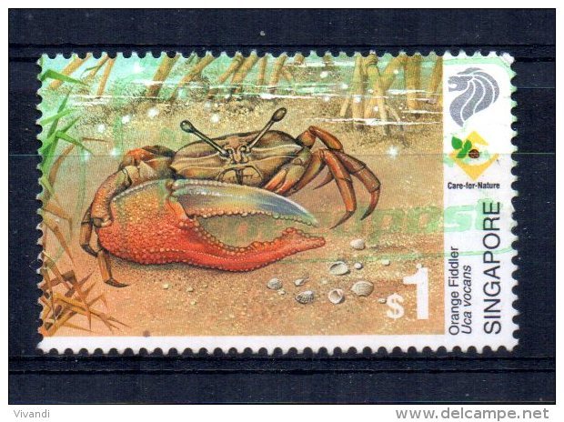 Singapore - 2000 - $1 Wetland Wildlife/Orange Fiddler Crab - Used - Singapour (1959-...)