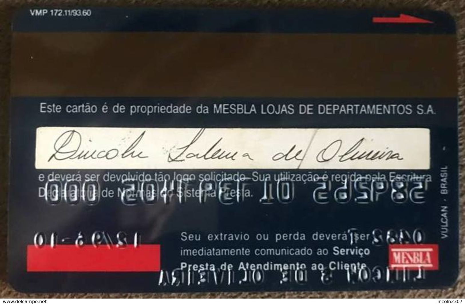 LSJP BRAZIL MESBLA STORE CARD - 12/1996 - THIS STORE DOES NOT EXIST MORE - Credit Cards (Exp. Date Min. 10 Years)