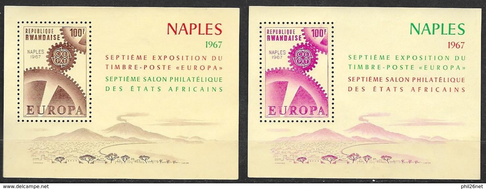 Deux Blocs Salon Du Timbre Des états Africains 7ème Exposition Du Timbre Europa Naples 1967 Neufs ( * ) TB - Souvenir Blocks & Sheetlets