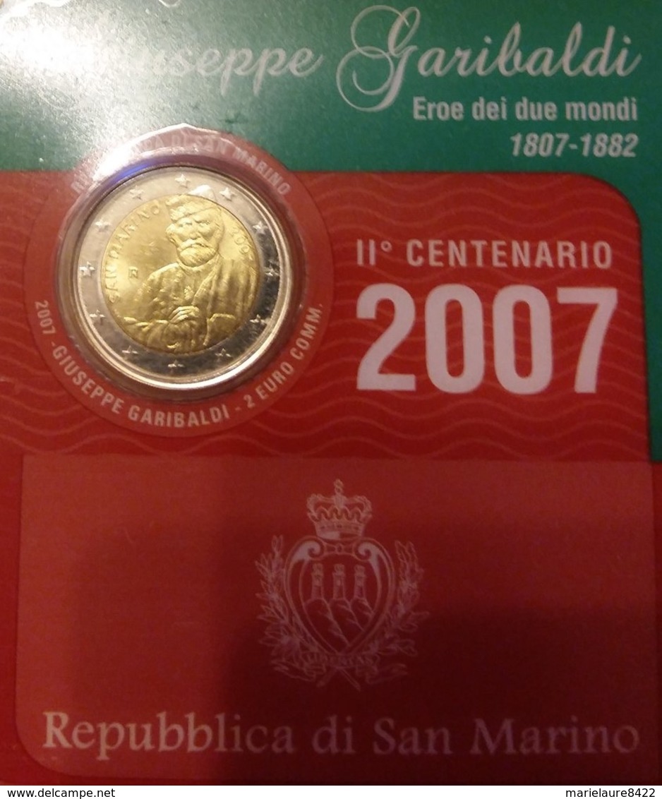 2 EURO SAN MARINO COMMEMORATIVE 2007 GIUSEPPE GARIBALDI EN COFFRET BU - San Marino