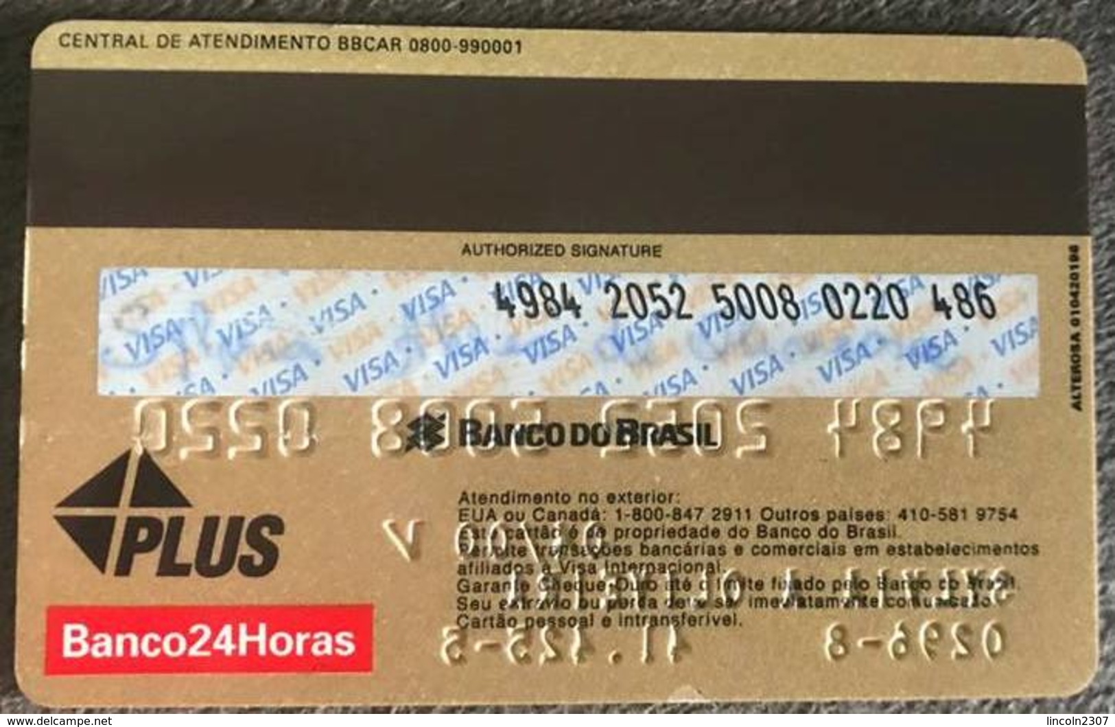 LSJP BRAZIL OUROCARD BANK OF BRAZIL VISA CREDIT CARD - 04/2000 - Credit Cards (Exp. Date Min. 10 Years)