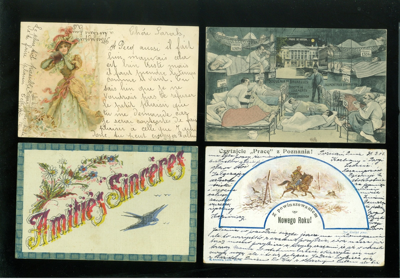 Beau lot de 60 cartes postales de fantaisie   Mooi lot 60 postkaarten van fantasie -  60 scans