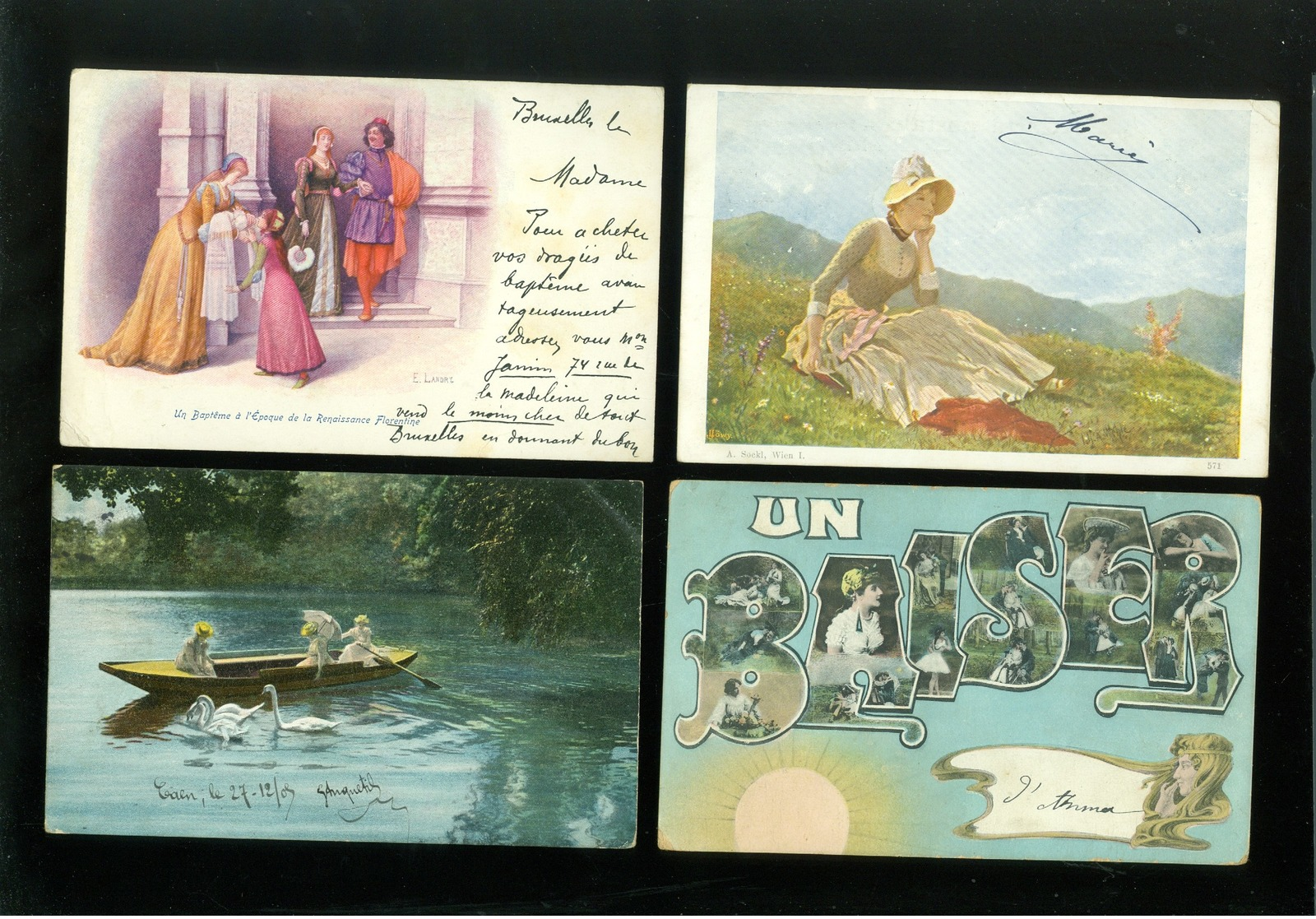 Beau lot de 60 cartes postales de fantaisie   Mooi lot 60 postkaarten van fantasie -  60 scans