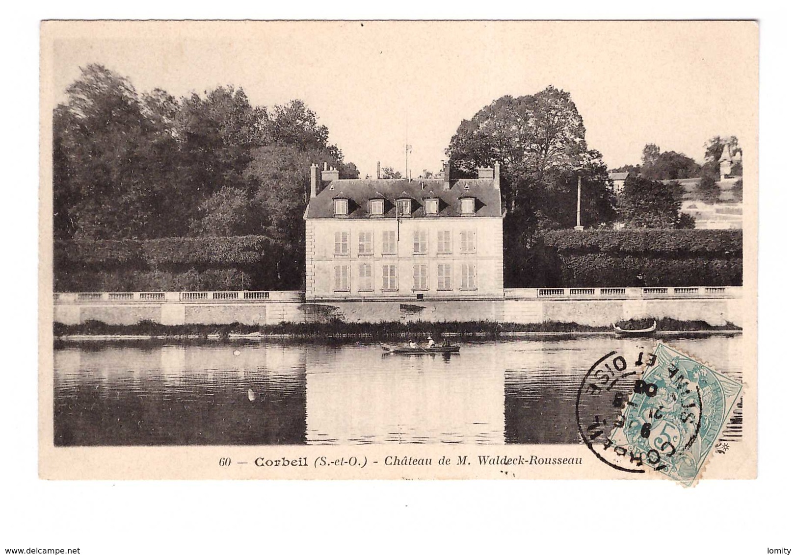 91 Corbeil Chateau De Waldeck Rousseau Cpa Cachet Corbeil 1905 - Corbeil Essonnes