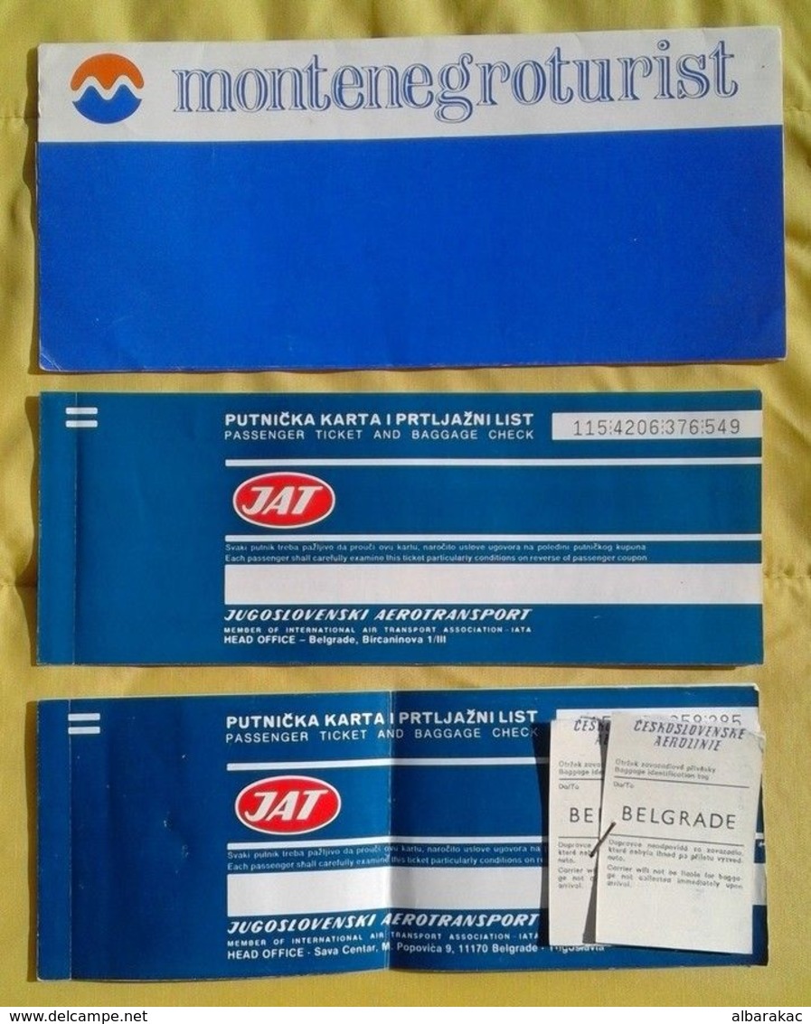 JAT AIR LINES YUGOSLAVIA Ticket BEOGRAD - PRAGUE 1983 + Ticket Folder - Europe