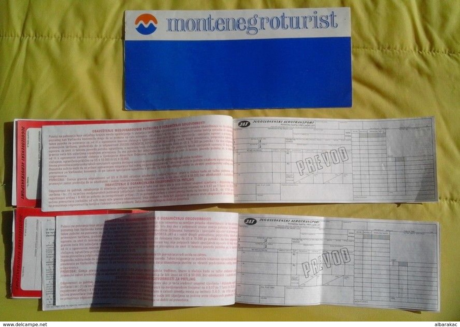 JAT AIR LINES YUGOSLAVIA Ticket BEOGRAD - PRAGUE 1983 + Ticket Folder - Europe
