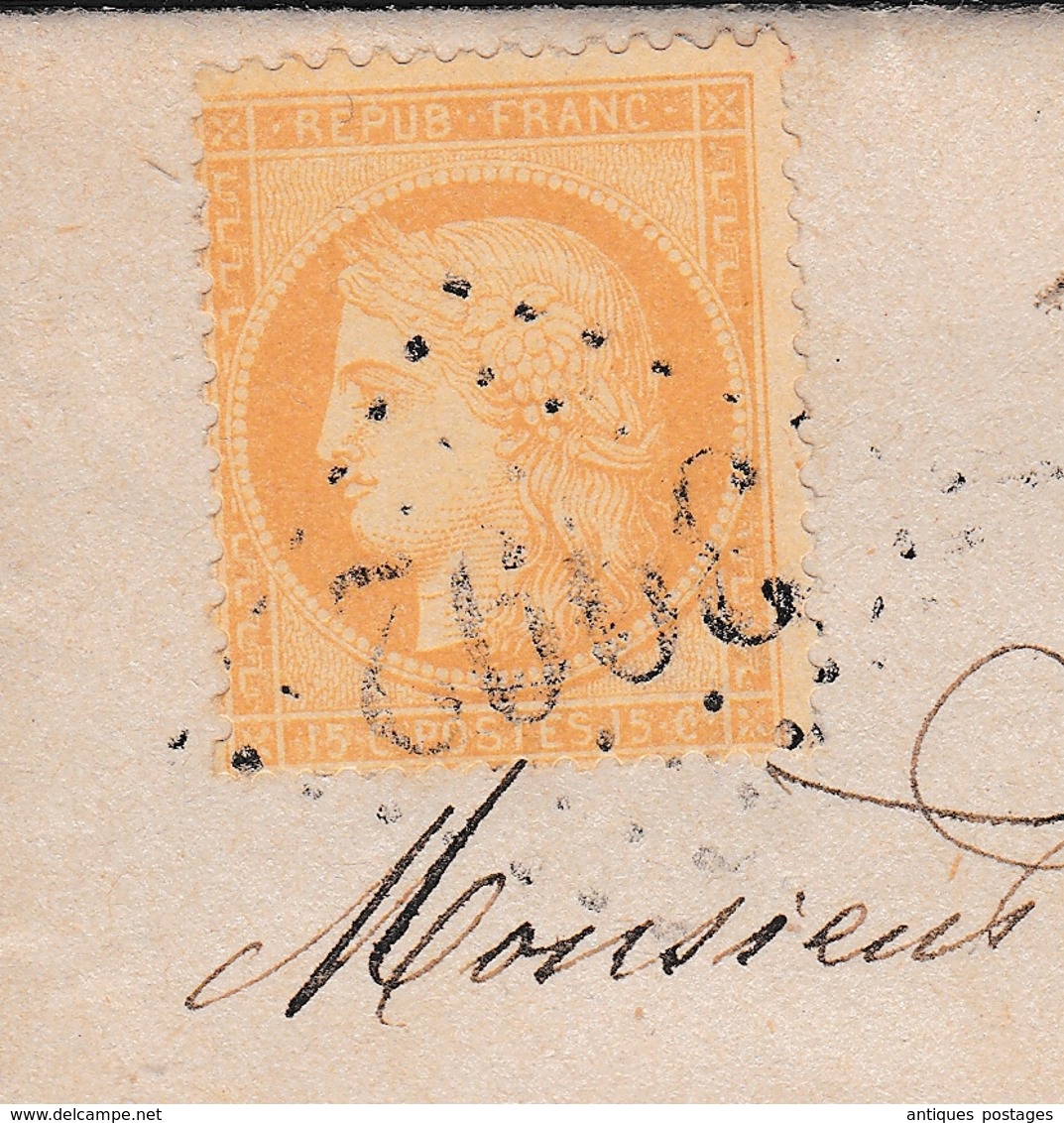 Lettre Tournon-sur-Rhône 1872 Pour Saint Victor Cérès 15 Centimes Ardèche Étude Moutin Avoué - 1849-1876: Période Classique