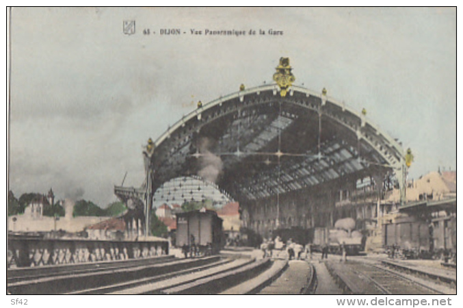 DIJON                 VUE PANORAMIQUE DE LA GARE.   COLORISEE - Dijon