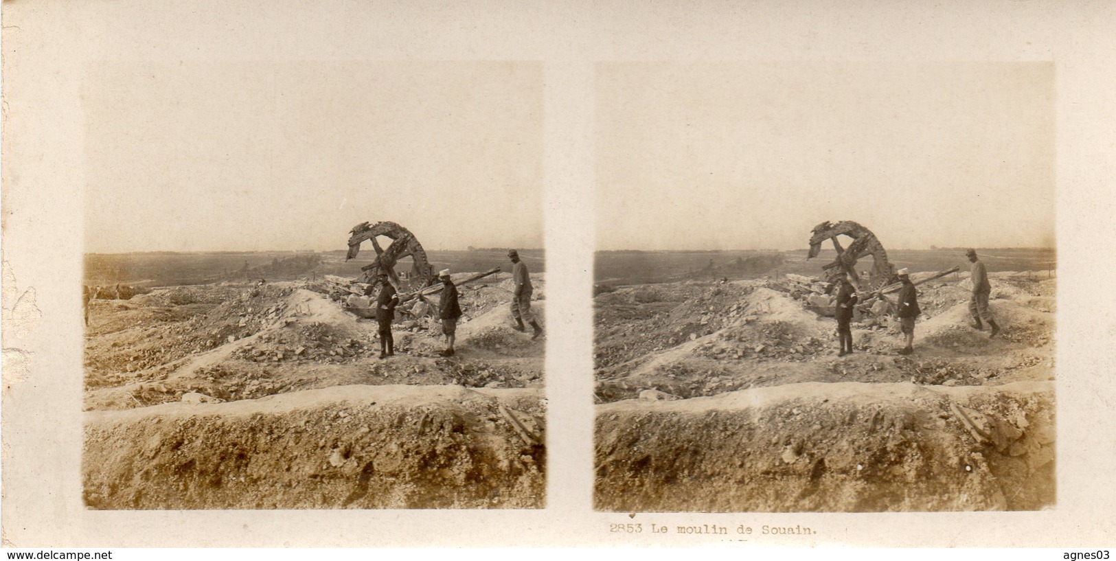 Carte Stereo Guerre 14-18   - Environs Saint Hilaire , Marne - Le Moulin De Souain - Guerre 1914-18