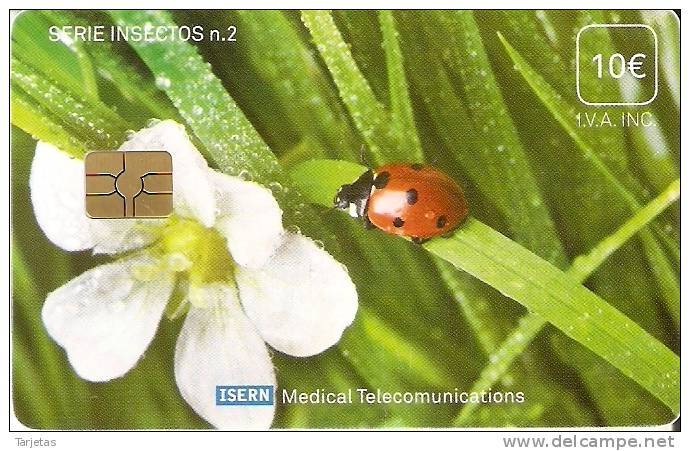 ISN-071 TARJETA DE ESPAÑA DE ISERN DE UNA MARIQUITA SERIE INSECTOS Nº2 PARA HOSPITALES - Lieveheersbeestjes