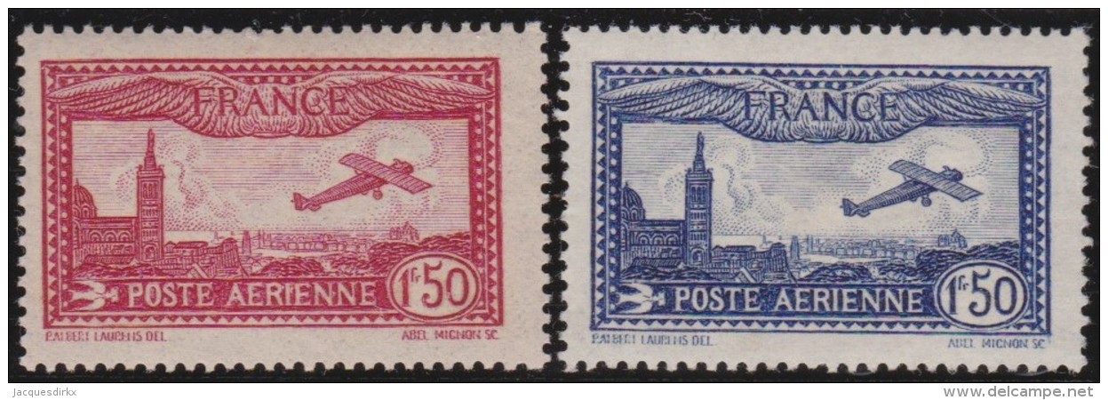 Frankrijk    .    Yvert        .   Lucht  5/6     .    *      .     Ongebruikt   .    /    .    Mint-hinged - 1927-1959 Postfris