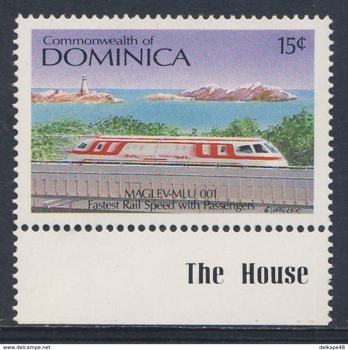 Dominica 1987 Mi 1052 ** "MAGLEV-MLU 001" Fastest Rail Speed With Passengers (1979) / Hochgeschwindigkeitszug - Treinen