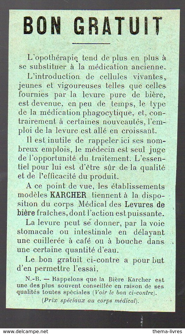 (bière) Bon Pouir Un échantillon De Levure KARCHER  1905 (PPP12391) - Werbung