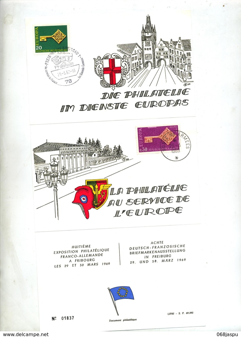 Feuillet Cachet Poste Aux Armees + Freiburg Breigau Exposition Service De L'europe - Bolli Manuali