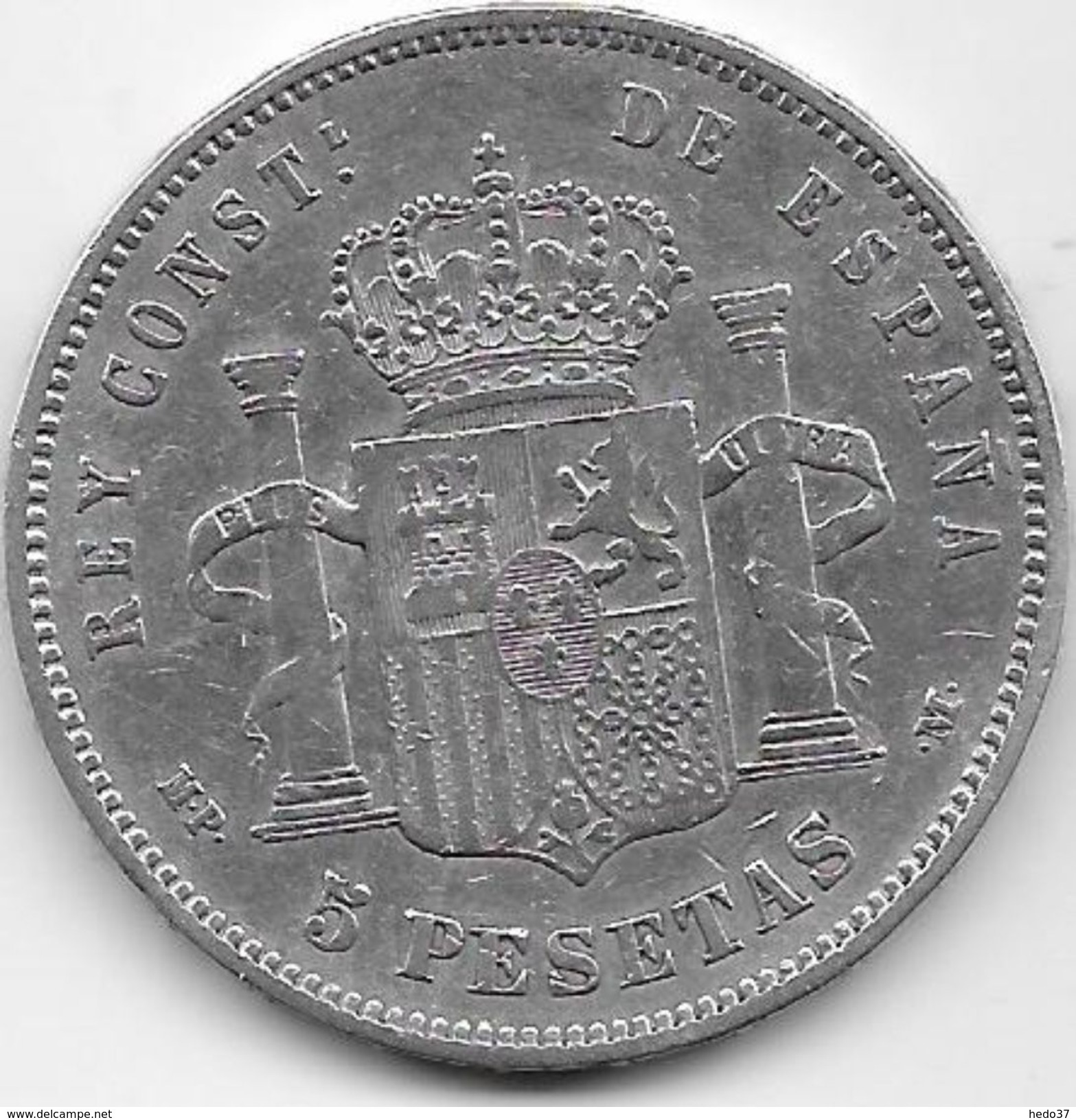 Espagne - 5 Pesetas Argent - Alfonso XIII - 1888 - TB - Autres & Non Classés