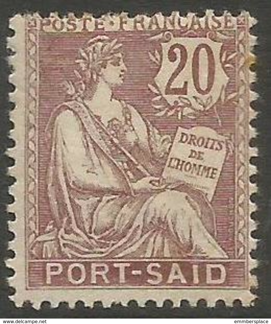 Port Said - 1902 Mouchon 20c MH *   Mi 25  Sc 25 - Unused Stamps