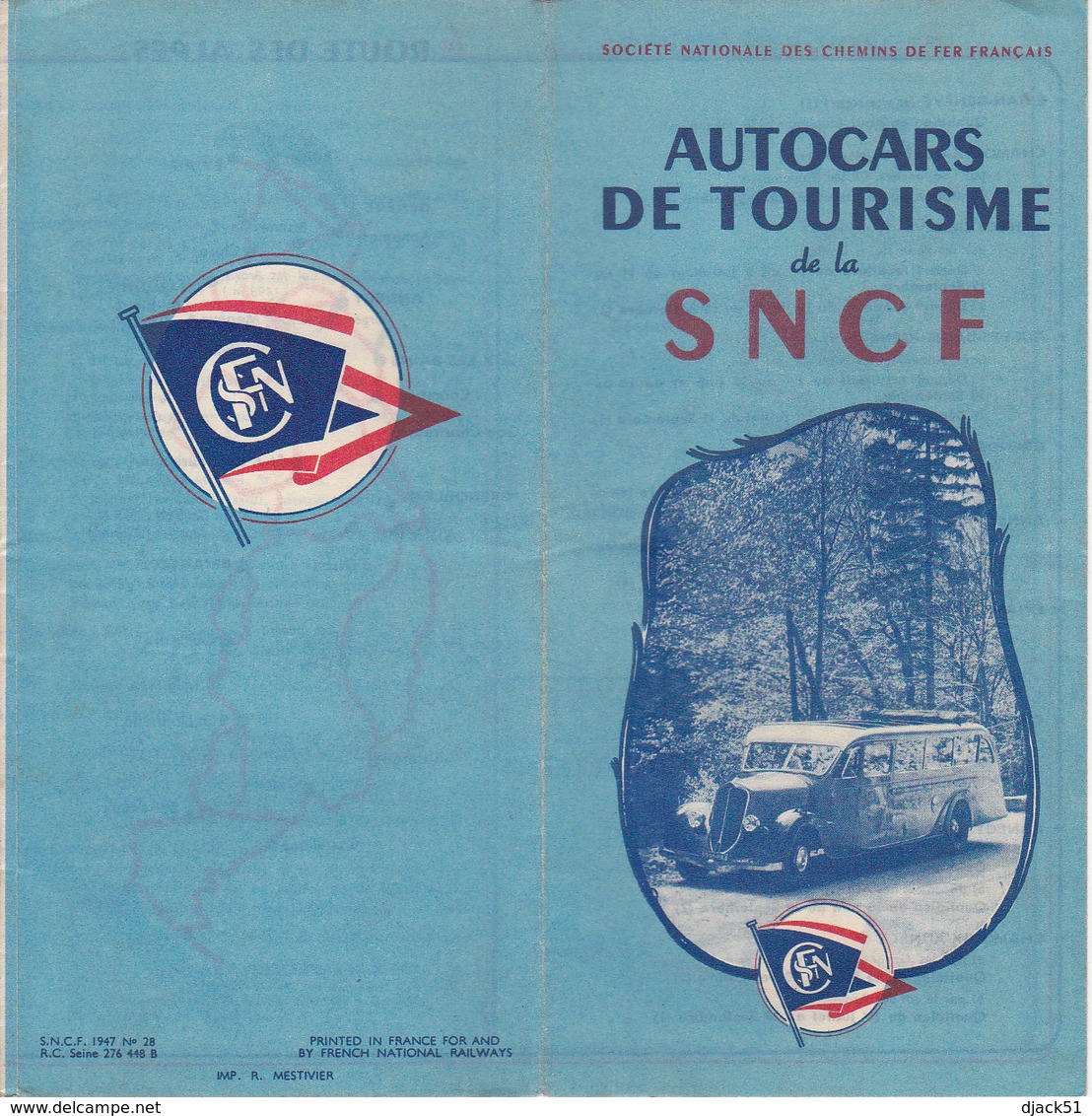 AUTOCARS DE TOURISME De La SNCF / Dépliant 1947 - Tourism Brochures