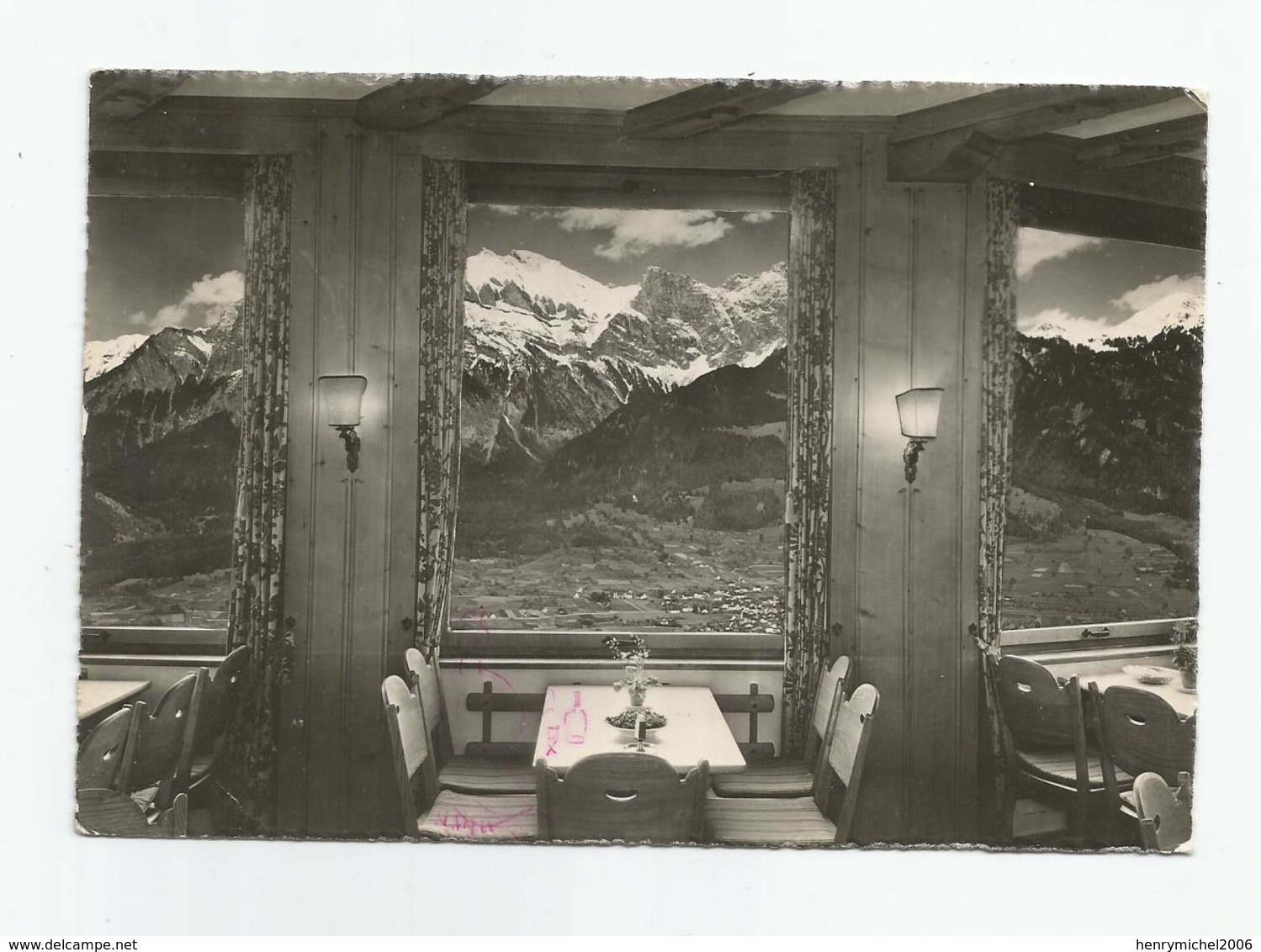 Suisse St Gall Hotel Restaurant Wartenstein Blick Auf Falknis  Cachet Bad Ragaz 1950 - Bad Ragaz